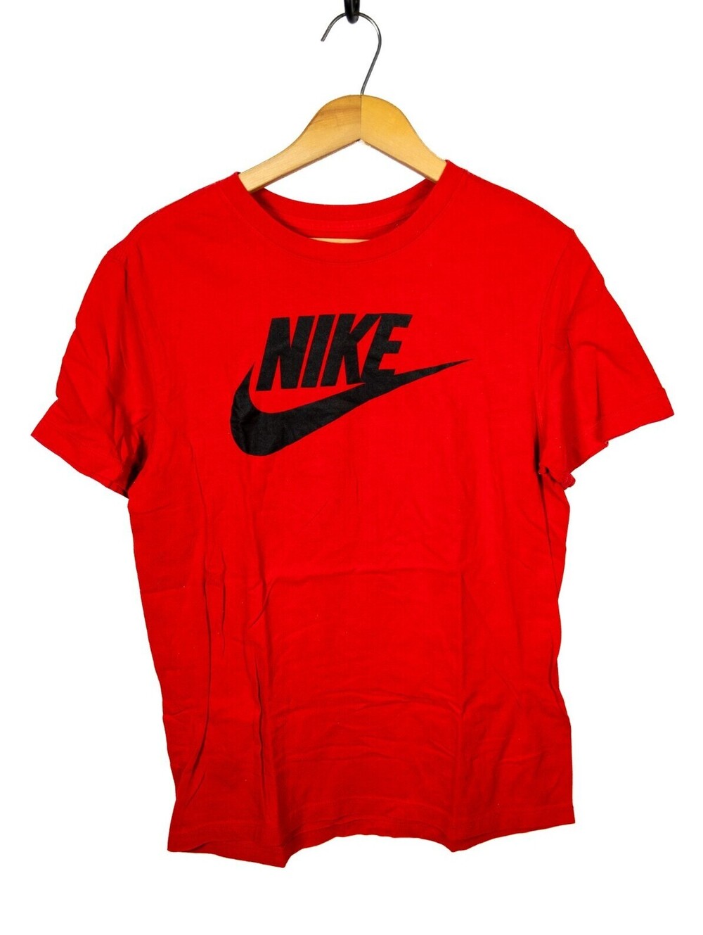 Nike Sportswear Men's Graphic T Shirt (Red) Classic Swoosh Black Logo - Men's S